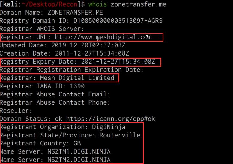 whois utility output