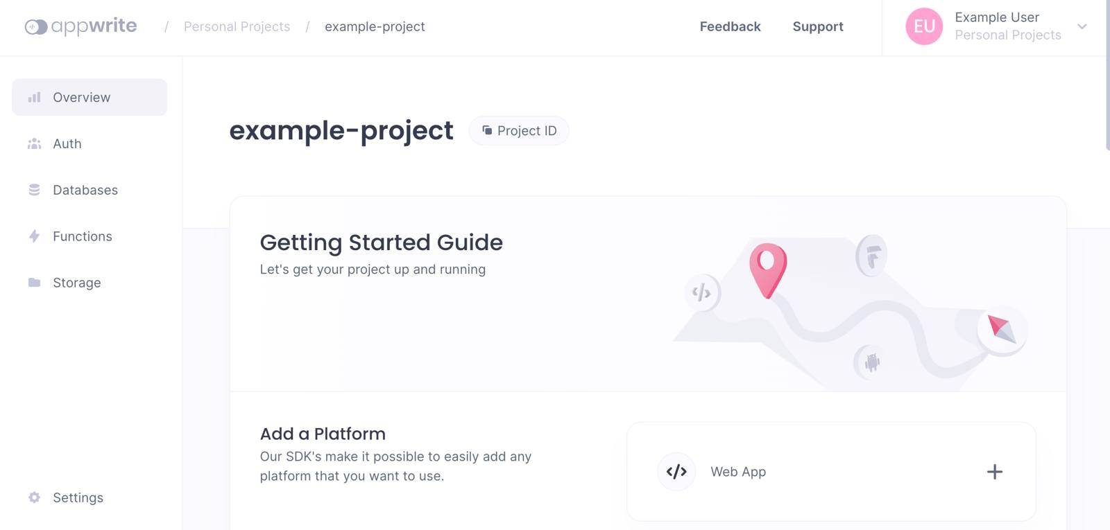 Screenshot of the Appwrite project screen
